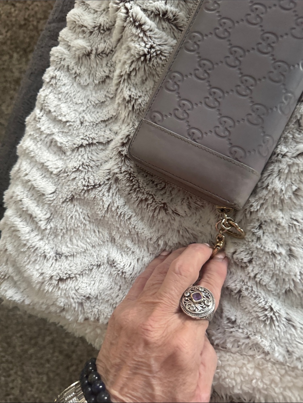 Gucci Taupe Gray Embossed GG Continental Wallet - Picture 2 of 5